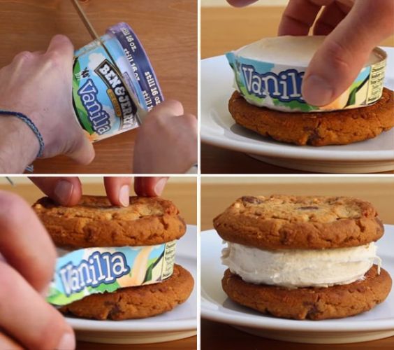 Un sándwich de helado