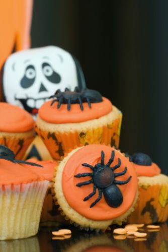 Muffins de vainilla y arañas para Halloween