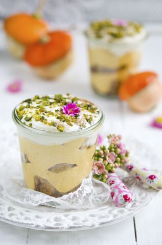 Tiramisù de pistachos y frambuesas