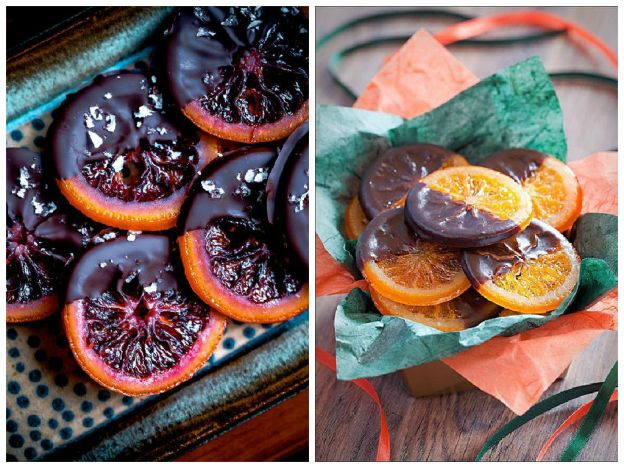 Naranjas confitadas con chocolate