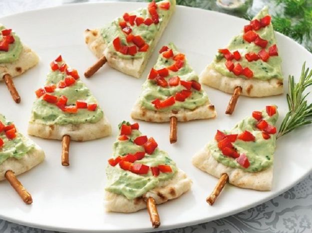 Árboles de pan de pita y guacamole