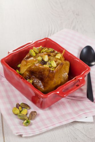 Manzanas al horno con pistachos y miel