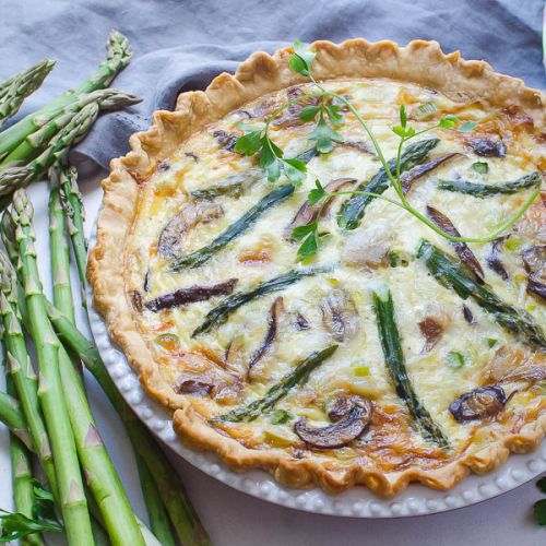 Quiche de espárragos y champiñones