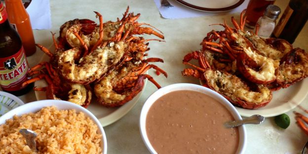 Tacos de langosta con frijoles