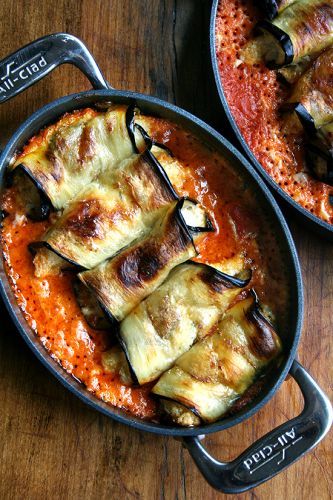 Rollitos de berenjena y ricotta