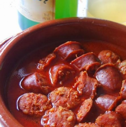 14.- chorizos a la sidra