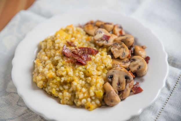 Risotto con azafrán y setas