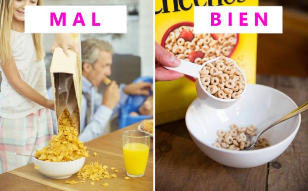 Vacías el cereal directamente de la caja