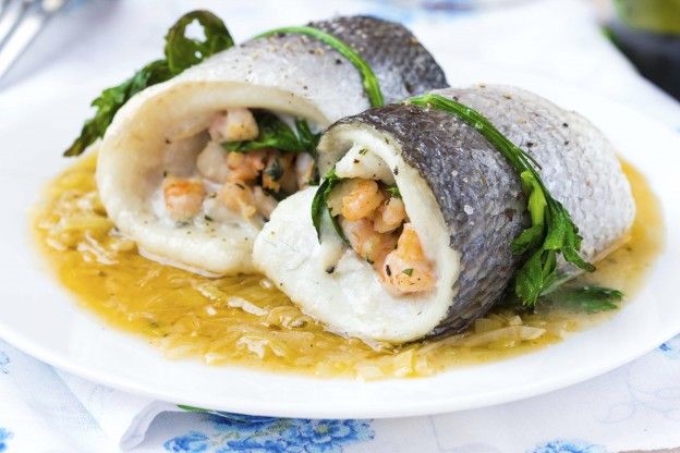 Rollitos de dorada con gambas