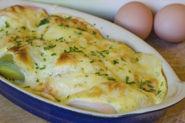 Papas y puerro al gratín