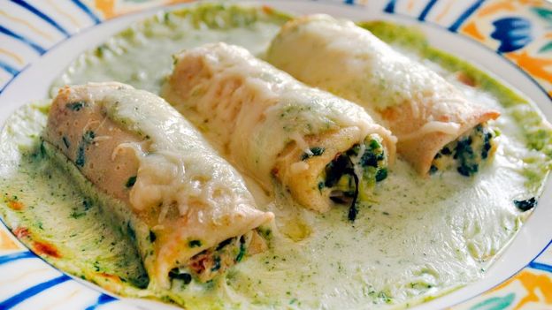 Canelones de espinaca y queso