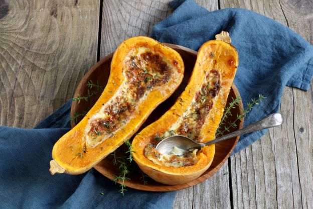 Calabaza rellena de queso azul