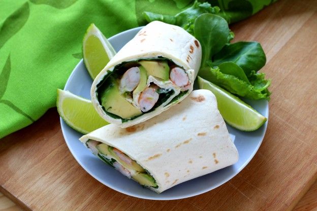 Wraps de gambas y aguacate