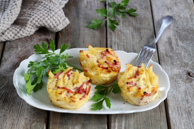 Bocadillos de pasta gratinada con jamón