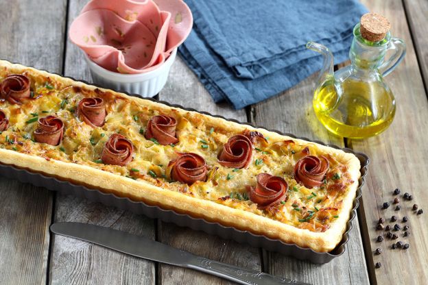 Quiche de puerros y jamón