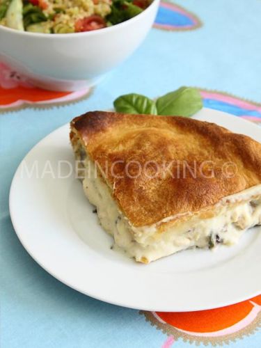 Pastel de pollo y champiñones