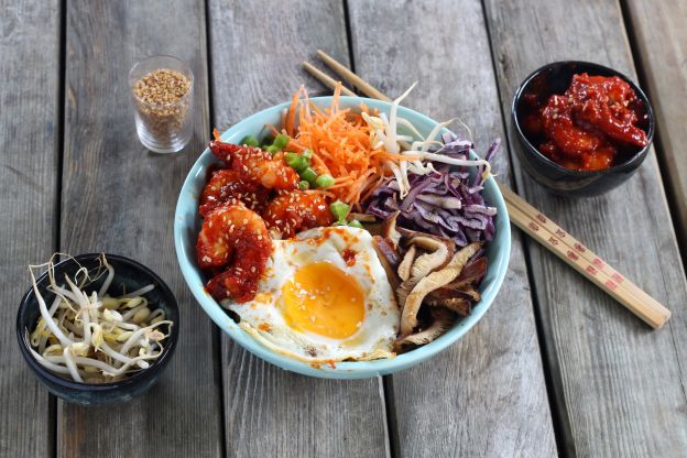 Bibimbap de gambas