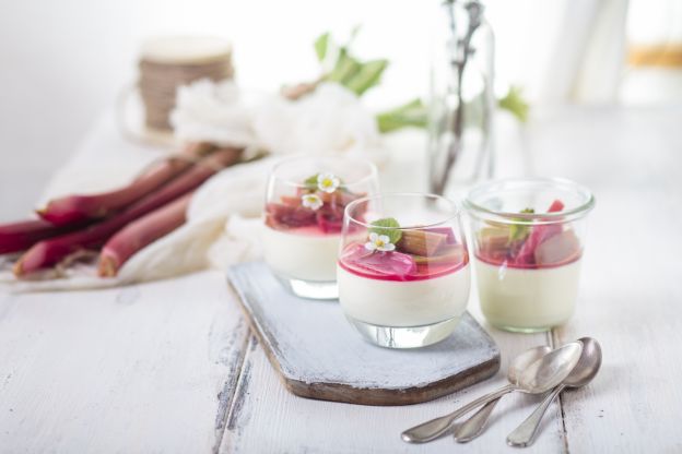 Panna cotta con ruibarbo asado