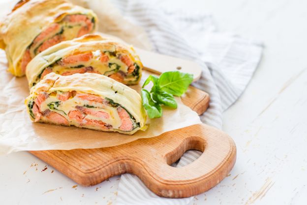 Strudel salado de salmón y espinacas