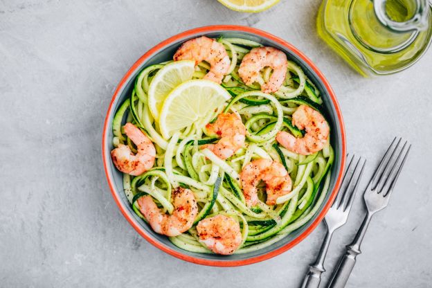 Espaguetis con gambas al ajillo