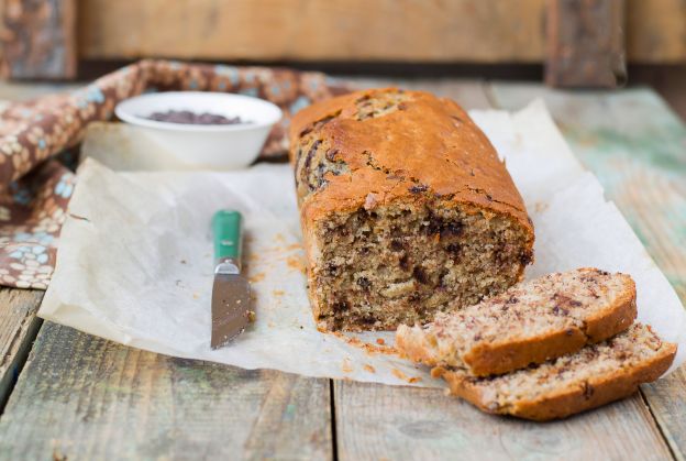 Pan de plátano con chispas de chocolate