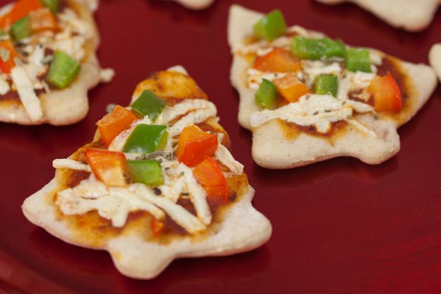 Mini pizzas de árbol navideño