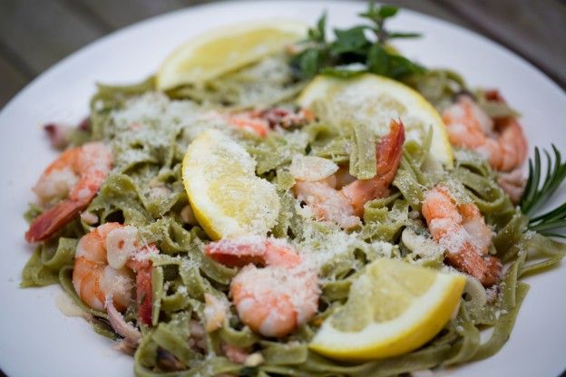 Pasta con camarones