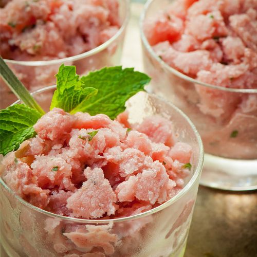 Granita de fresa, sandía y menta