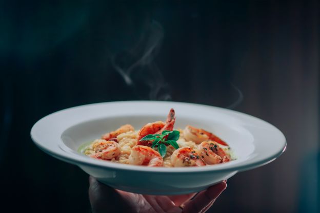 Risotto de gambas y calabacín