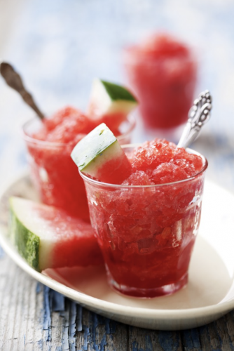 Granita de fresa, sandía y menta