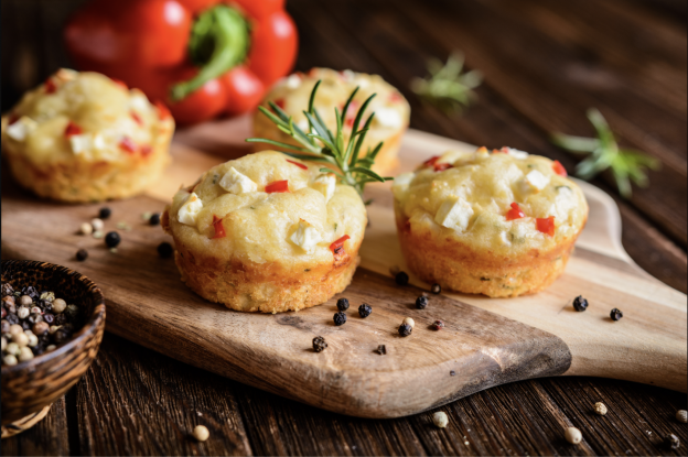 Muffins de pimiento y feta