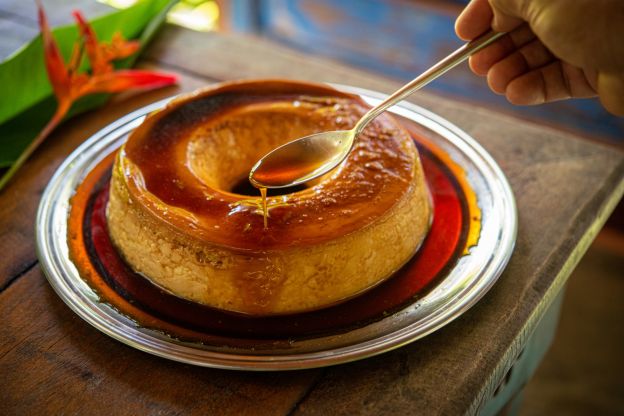 Flan de leche en polvo en microondas