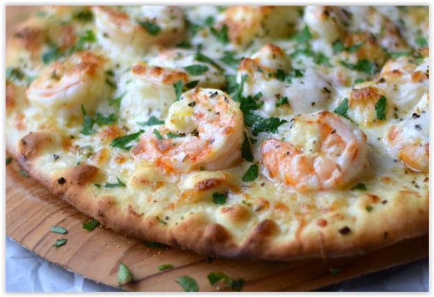 87. Pizza con gambas