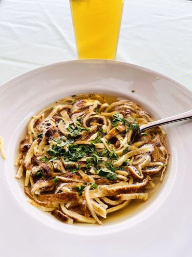 Sopa de champiñones con pasta