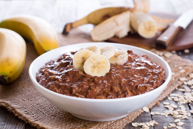 Avena con chocolate y plátano