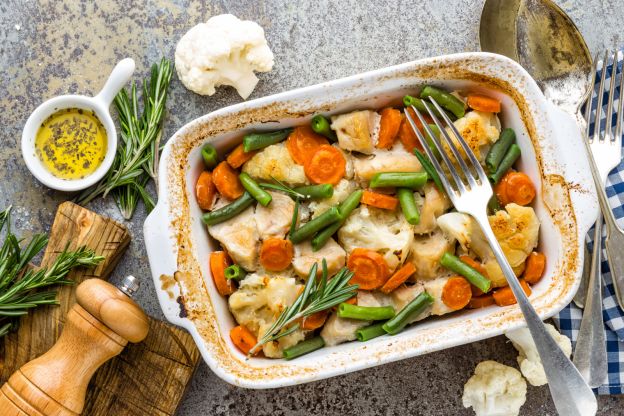 Coliflor al horno con verduras