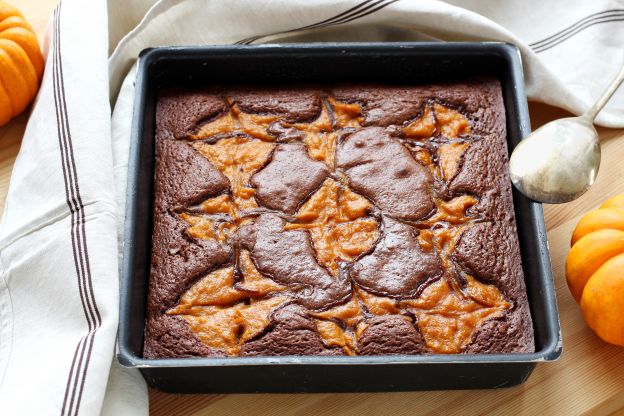 Brownie marmolado con calabaza