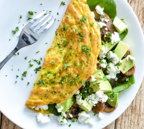 Omelette de hongos y queso de cabra