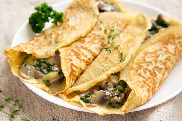 Crepes de espinacas y champiñones