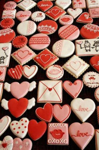 Galletas con motivos de cartas de amor