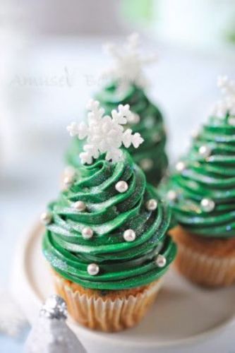 Cupcakes de árbol navideño