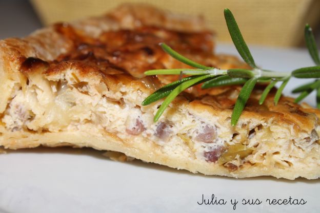 Quiche de puerros y jamón