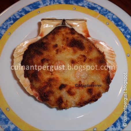 Conchas de salmón y gambas