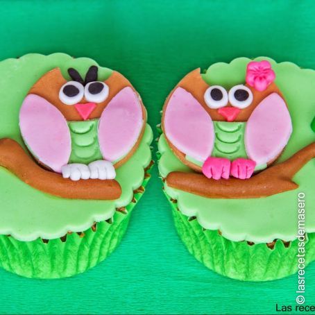 Cupcakes pareja de búhos