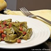 Alcachofas con jamón en microondas